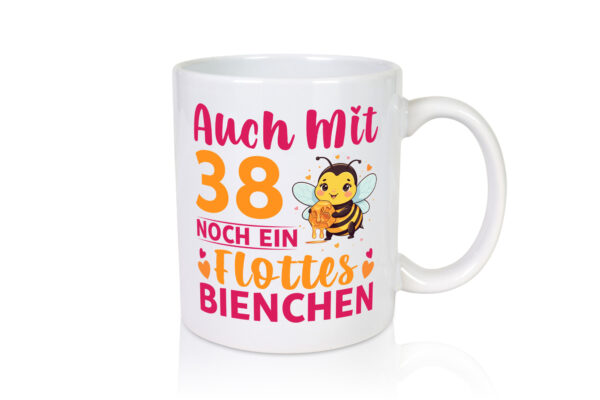 38. Geburtstag | Flottes Bienchen | 38 Jahre - Tasse Weiss - Kaffeetasse / Geschenk / Familie