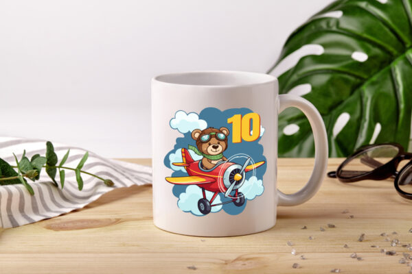 10. Geburtstag | 10 Jahre | Kinder Pilot | Flugzeug - Tasse Weiss - Kaffeetasse / Geschenk / Familie