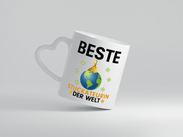Welt Beste Stuckateurin | Innenausbau - Herzhenkel Tasse - Kaffeetasse / Geschenk / Familie