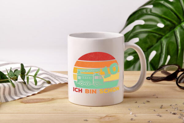 10. geburtstag | Feuerwehrauto | 10 Jahre | Feuerwehr - Tasse Weiss - Kaffeetasse / Geschenk / Familie