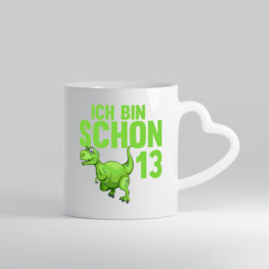 13. Geburtstag | 13 Jahre | Dino | Dinosaurier - Herzhenkel Tasse - Kaffeetasse / Geschenk / Familie