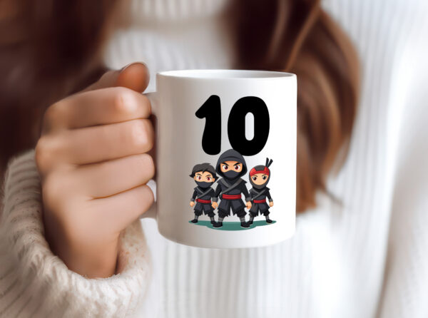 10. Geburtstag | 10 Jahre | Ninja - Tasse Weiss - Kaffeetasse / Geschenk / Familie