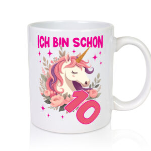 10. Geburtstag | 10 Jahre | Einhorn | Mädchen - Tasse Weiss - Kaffeetasse / Geschenk / Familie