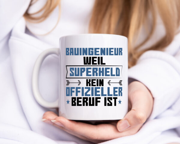 Superheld Bauingenieur | Ingenieur - Tasse Weiss - Kaffeetasse / Geschenk / Familie