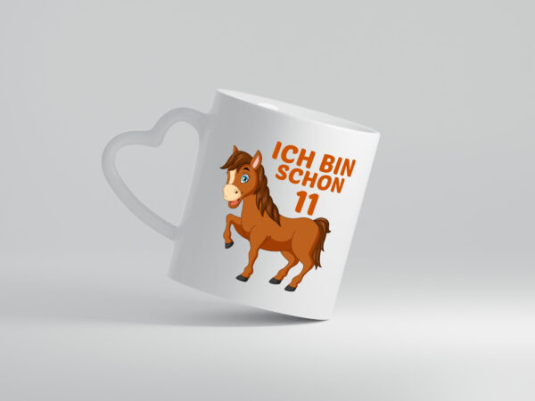 11. Geburtstag | Ich bin schon 11 | Pferde | Pony - Herzhenkel Tasse - Kaffeetasse / Geschenk / Familie