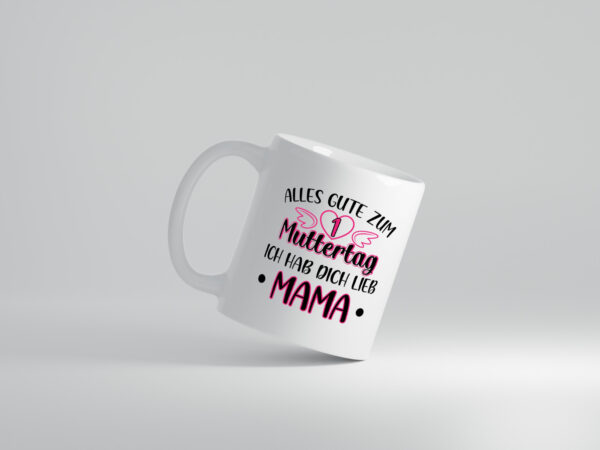 1. Muttertag, hab dich lieb, Mama | Herz | Flügel - Tasse Weiss - Kaffeetasse / Geschenk / Familie