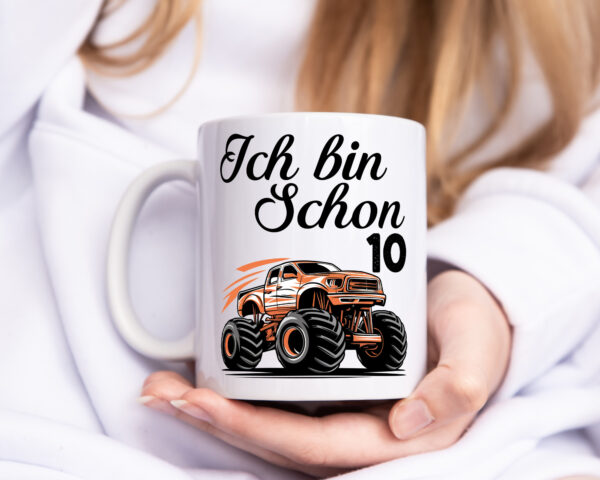 10. Geburtstag | Monster truck | 10 Jahre - Tasse Weiss - Kaffeetasse / Geschenk / Familie