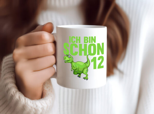 12. Geburtstag | 12 Jahre | Dino | Dinosaurier - Tasse Weiss - Kaffeetasse / Geschenk / Familie