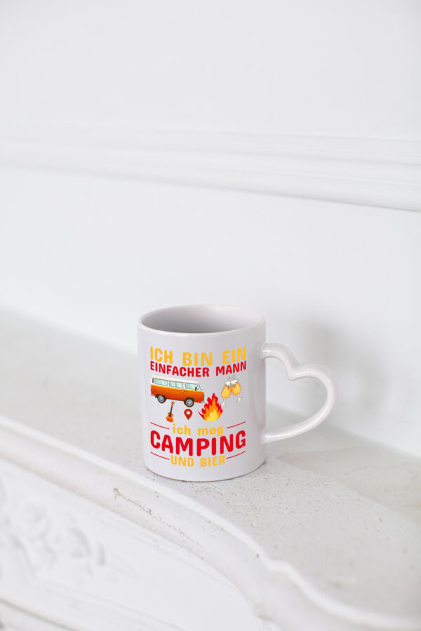 Ich mag Camping und Bier - Herzhenkel Tasse - Kaffeetasse / Geschenk / Familie