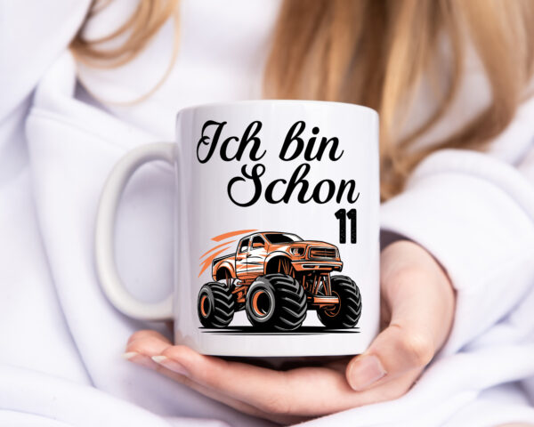 11. Geburtstag | Monster truck | 11 Jahre - Tasse Weiss - Kaffeetasse / Geschenk / Familie