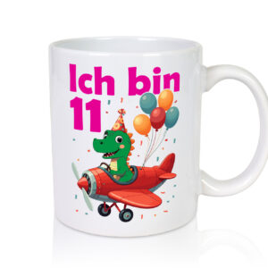 11. Geburtstag | 11 Jahre | Drache | Flugzeug - Tasse Weiss - Kaffeetasse / Geschenk / Familie