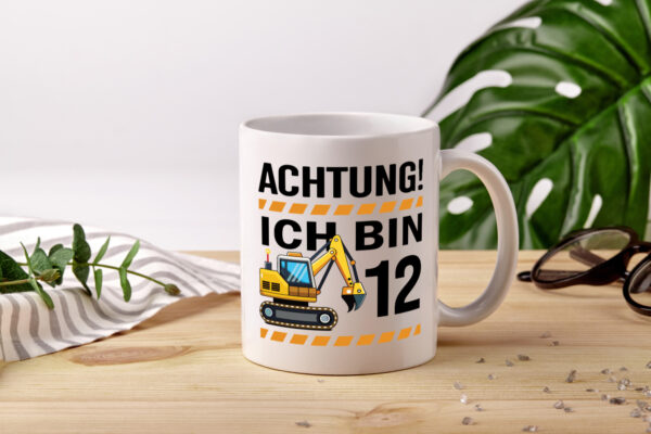 12 Geburtstag Ich bin 12 | Bagger | Bagger Junge - Tasse Weiss - Kaffeetasse / Geschenk / Familie