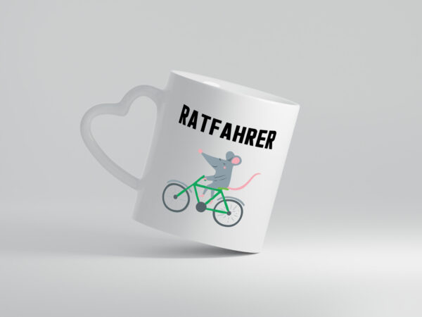 Ratfahrer Motiv | Radfahrer Tasse | Ratte | lustig - Herzhenkel Tasse - Kaffeetasse / Geschenk / Familie
