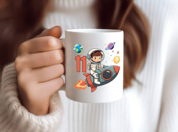 11. Geburtstag | 11 Jahre | Astronaut | Weltraum - Tasse Weiss - Kaffeetasse / Geschenk / Familie