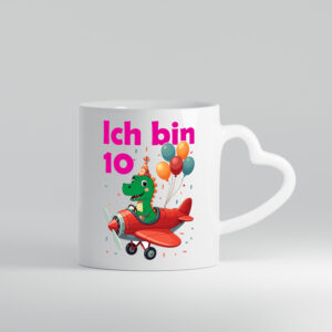 10. Geburtstag | 10 Jahre | Drache | Flugzeug - Herzhenkel Tasse - Kaffeetasse / Geschenk / Familie