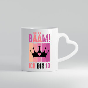 10. Geburtstag | 10 Jahre | Bääm ich bin 10 | Krone - Herzhenkel Tasse - Kaffeetasse / Geschenk / Familie