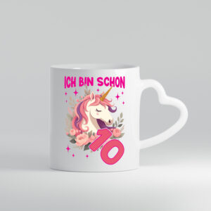 10. Geburtstag | 10 Jahre | Einhorn | Mädchen - Herzhenkel Tasse - Kaffeetasse / Geschenk / Familie