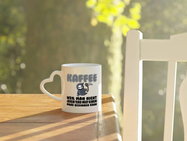 Kaffeetrinker Humor | lustiger Spruch | Morgenmuffel - Herzhenkel Tasse - Kaffeetasse / Geschenk / Familie
