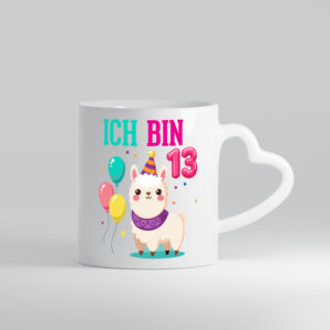 13. Geburtstag | 13 Jahre | Lama | Alpaka - Herzhenkel Tasse - Kaffeetasse / Geschenk / Familie