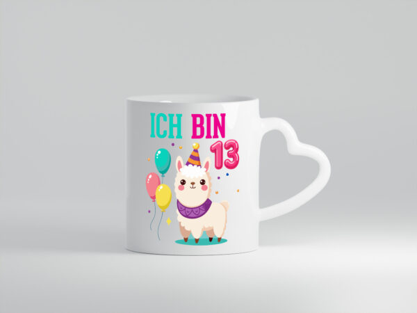 13. Geburtstag | 13 Jahre | Lama | Alpaka - Herzhenkel Tasse - Kaffeetasse / Geschenk / Familie