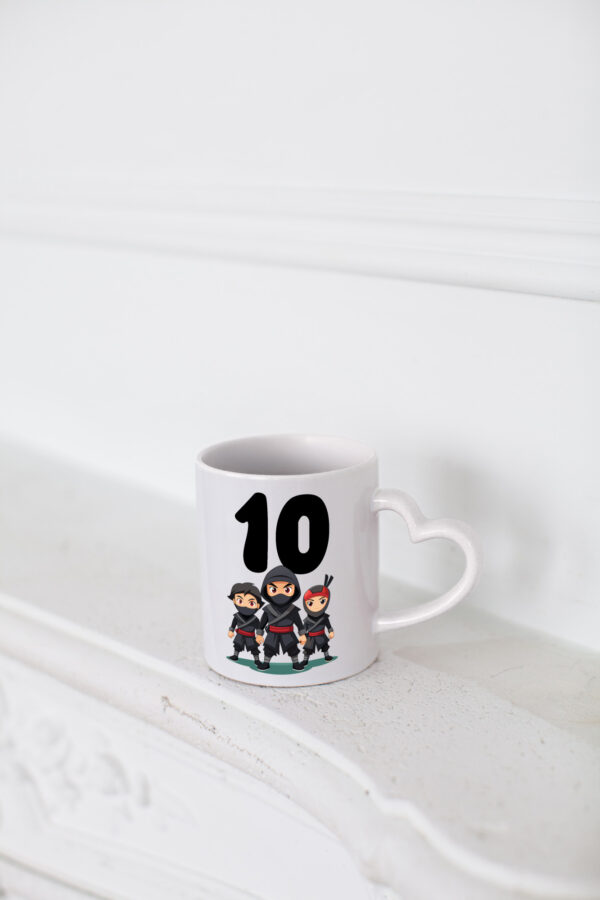 10. Geburtstag | 10 Jahre | Ninja - Herzhenkel Tasse - Kaffeetasse / Geschenk / Familie