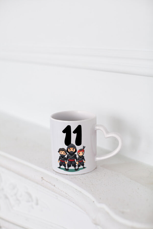 11. Geburtstag | 11 Jahre | Ninja - Herzhenkel Tasse - Kaffeetasse / Geschenk / Familie