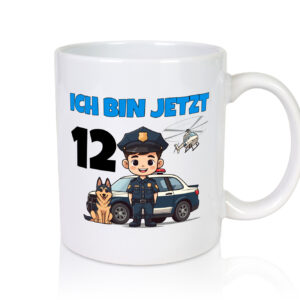 12. Geburtstag | 12 Jahre | Polizei Kind | Polizeiauto - Tasse Weiss - Kaffeetasse / Geschenk / Familie