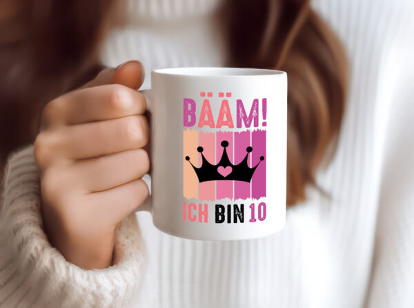 10. Geburtstag | 10 Jahre | Bääm ich bin 10 | Krone - Tasse Weiss - Kaffeetasse / Geschenk / Familie