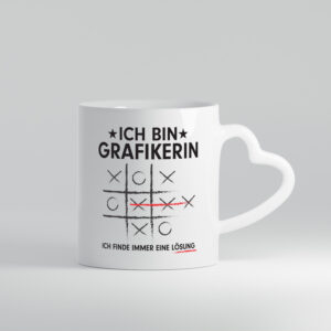 Löse Probleme: Grafikerin | Grafik Design - Herzhenkel Tasse - Kaffeetasse / Geschenk / Familie