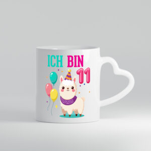 11. Geburtstag | 11 Jahre | Lama | Alpaka - Herzhenkel Tasse - Kaffeetasse / Geschenk / Familie