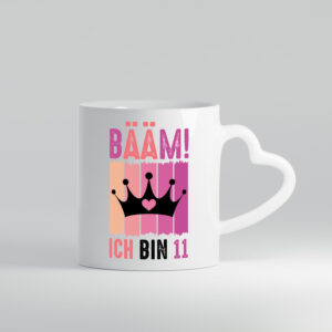 11. Geburtstag | 11 Jahre | Bääm ich bin 11 | Krone - Herzhenkel Tasse - Kaffeetasse / Geschenk / Familie