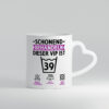 39 Geburtstag | schonend behandeln | 39 Jahre - Herzhenkel Tasse - Kaffeetasse / Geschenk / Familie