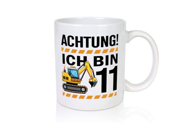 11 Geburtstag Ich bin 11 | Bagger | Bagger Junge - Tasse Weiss - Kaffeetasse / Geschenk / Familie