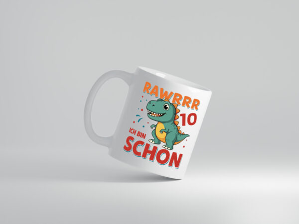 10. Geburtstag | 10 Jahre | Raw Raw ich bin schon 10 | T-Rex - Tasse Weiss - Kaffeetasse / Geschenk / Familie