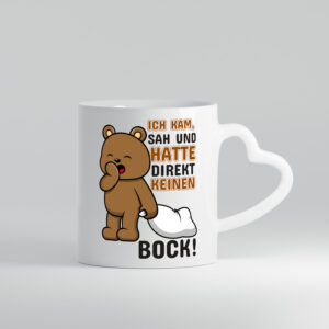 Direkt keinen Bock! | Büro | Faultier | Morgenmuffel - Herzhenkel Tasse - Kaffeetasse / Geschenk / Familie