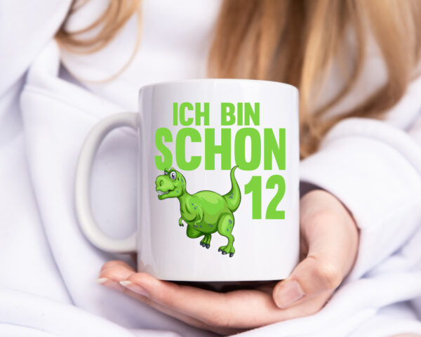 12. Geburtstag | 12 Jahre | Dino | Dinosaurier - Tasse Weiss - Kaffeetasse / Geschenk / Familie