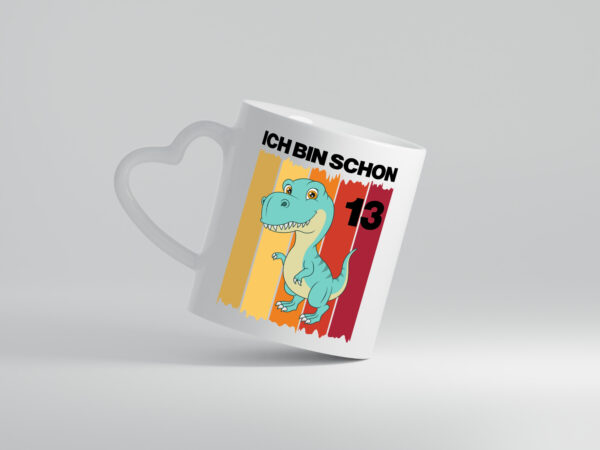 13. Geburtstag | 13 Jahre | Dinosaurier - Herzhenkel Tasse - Kaffeetasse / Geschenk / Familie