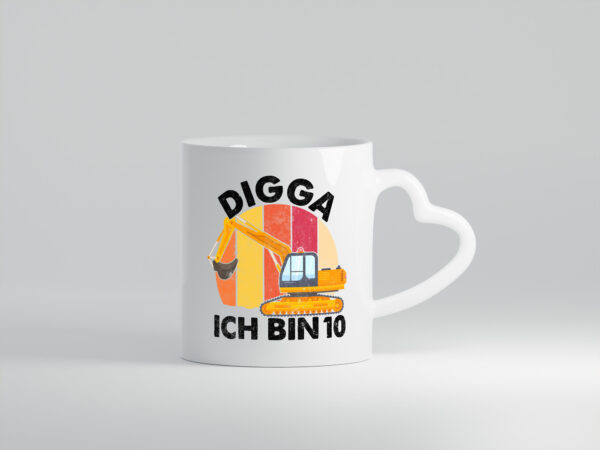 10. Geburtstag | 10 Jahre | Bagger | Digga - Herzhenkel Tasse - Kaffeetasse / Geschenk / Familie