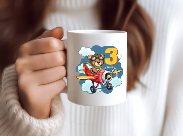 3. Geburtstag | 3 Jahre | Kinder Pilot | Flugzeug - Tasse Weiss - Kaffeetasse / Geschenk / Familie