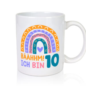 10. Geburtstag | 10 Jahre | Regenbogen | Bääm | Mädchen - Tasse Weiss - Kaffeetasse / Geschenk / Familie