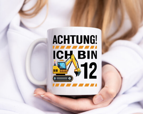 12 Geburtstag Ich bin 12 | Bagger | Bagger Junge - Tasse Weiss - Kaffeetasse / Geschenk / Familie