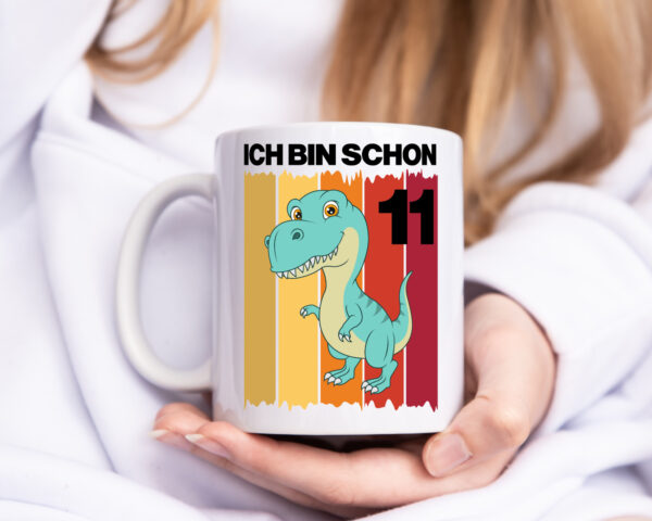 11. Geburtstag | 11 Jahre | Dinosaurier - Tasse Weiss - Kaffeetasse / Geschenk / Familie