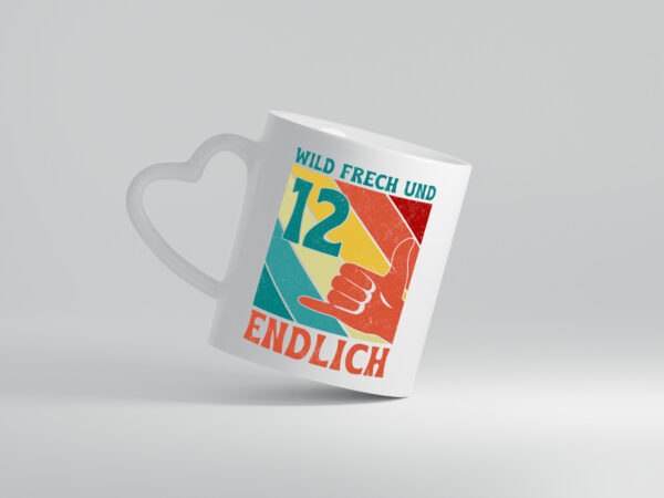 12. Geburtstag | 12 Jahre | Wild und Frech - Herzhenkel Tasse - Kaffeetasse / Geschenk / Familie