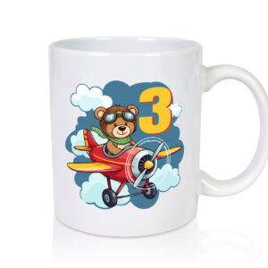 3. Geburtstag | 3 Jahre | Kinder Pilot | Flugzeug - Tasse Weiss - Kaffeetasse / Geschenk / Familie