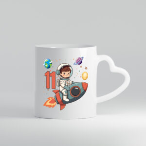 11. Geburtstag | 11 Jahre | Astronaut | Weltraum - Herzhenkel Tasse - Kaffeetasse / Geschenk / Familie