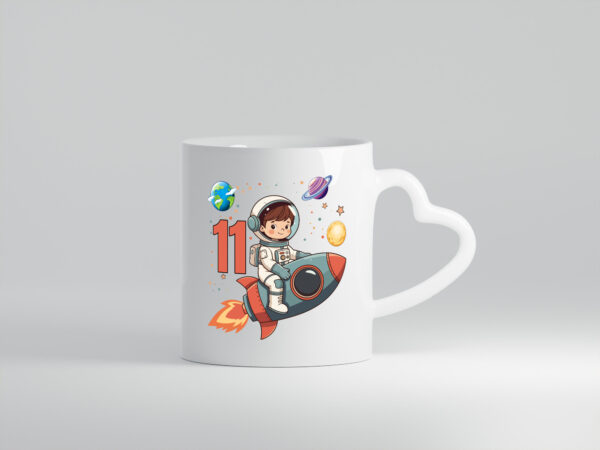 11. Geburtstag | 11 Jahre | Astronaut | Weltraum - Herzhenkel Tasse - Kaffeetasse / Geschenk / Familie