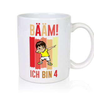 4. Geburtstag | 4 Jahre | Bääm ich bin 4 | Geburtstag - Tasse Weiss - Kaffeetasse / Geschenk / Familie