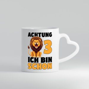 3. Geburtstag | 3 Jahre | Löwe - Herzhenkel Tasse - Kaffeetasse / Geschenk / Familie