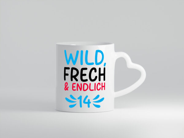 14. Geburtstag | 14 Jahre | Wild & Frech - Herzhenkel Tasse - Kaffeetasse / Geschenk / Familie