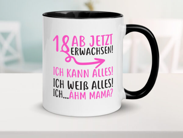 18 Ab jetzt erwachsen Farbige Tasse - Kaffeetasse / Geschenk / Familie